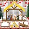 Christmas Wooden Nativity Manger Wood Nativity Scene with Roof Star 9.8 x 9.4 Inch for Inside 6 Inch Scale Holy Family Wooden Nativity Stable Creche Backdrop for Indoor Home Tabletop Decor